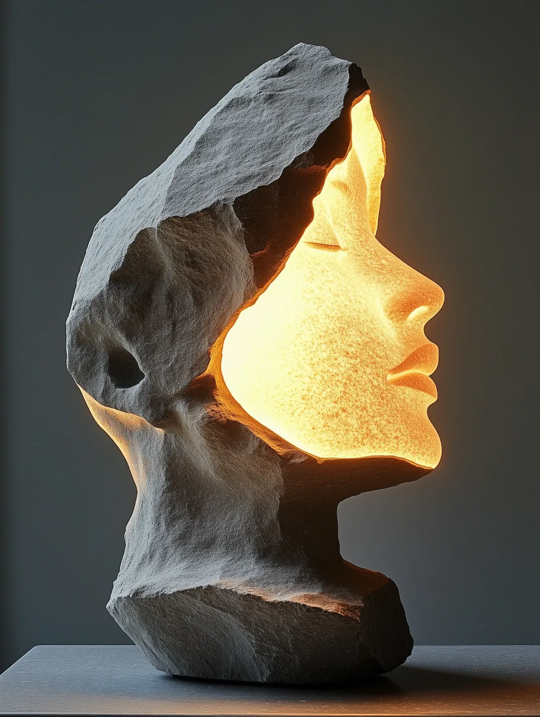 stone face lamp