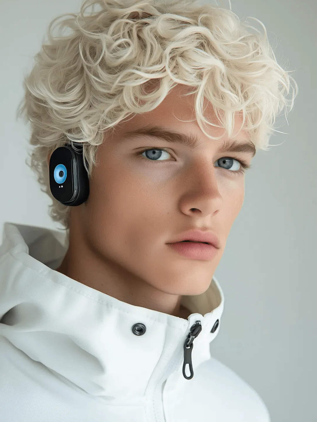 man wearing earphones