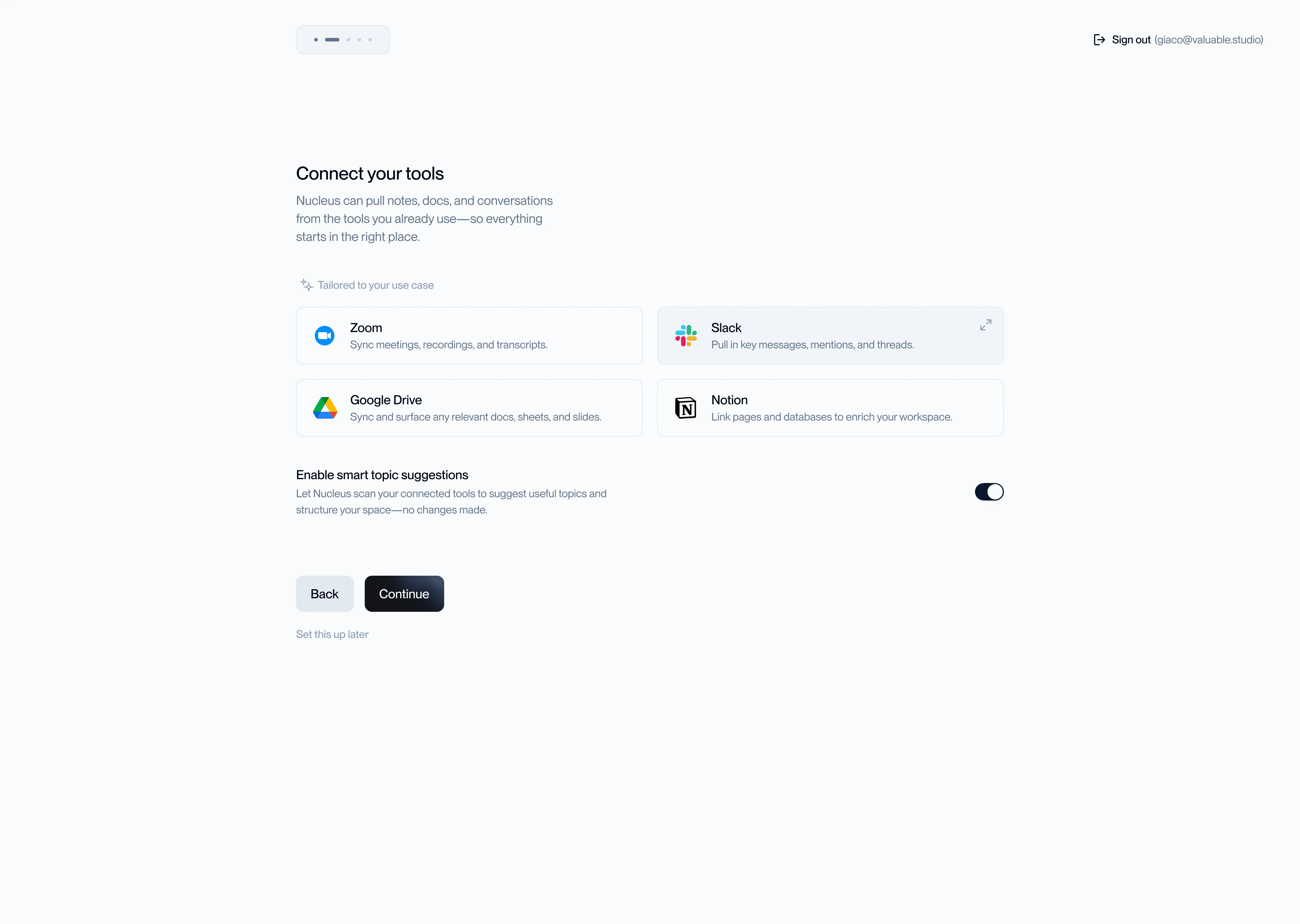 nucleus onboarding step screen
