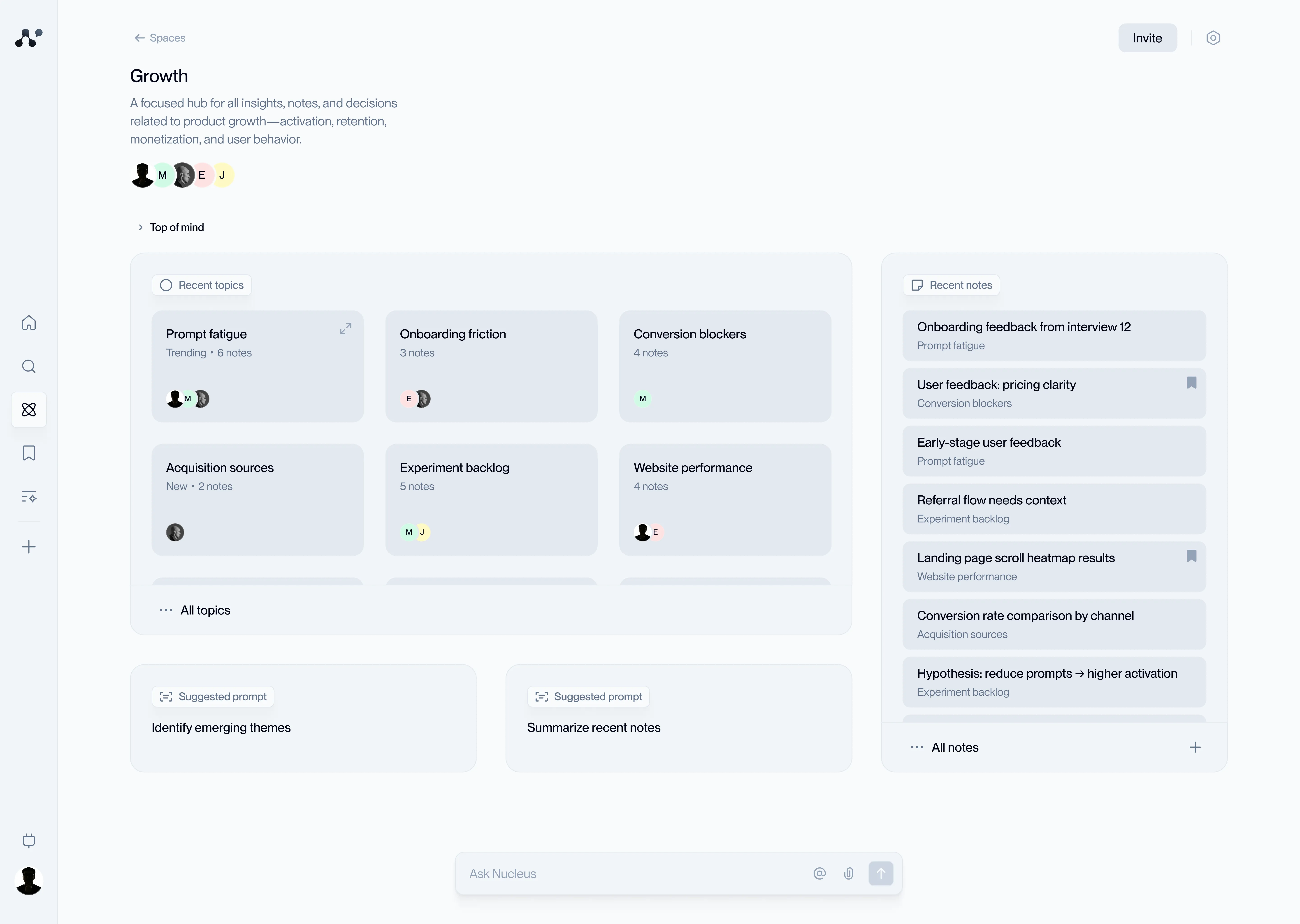 nucleus space view screen