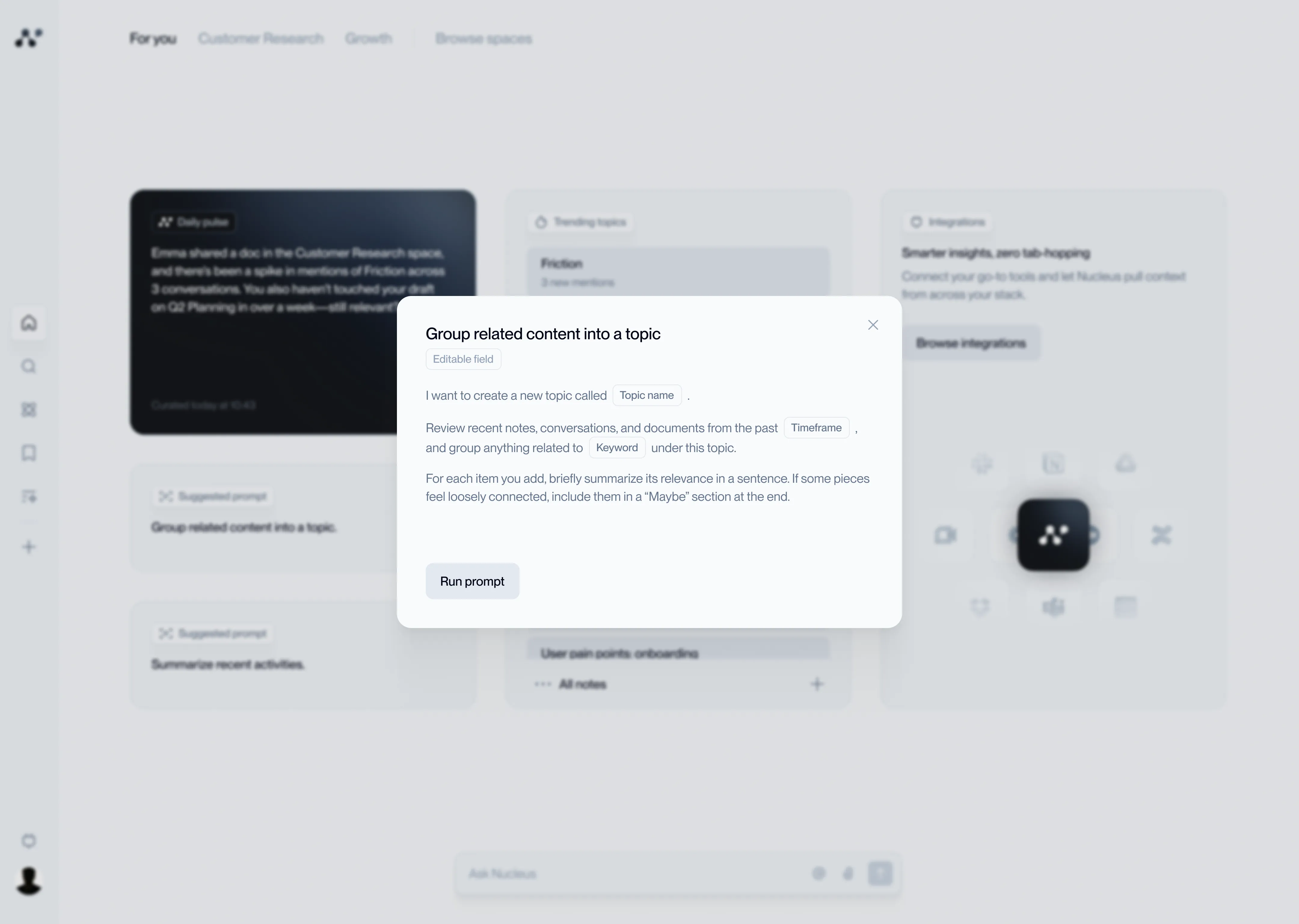 nucleus home prompt screen