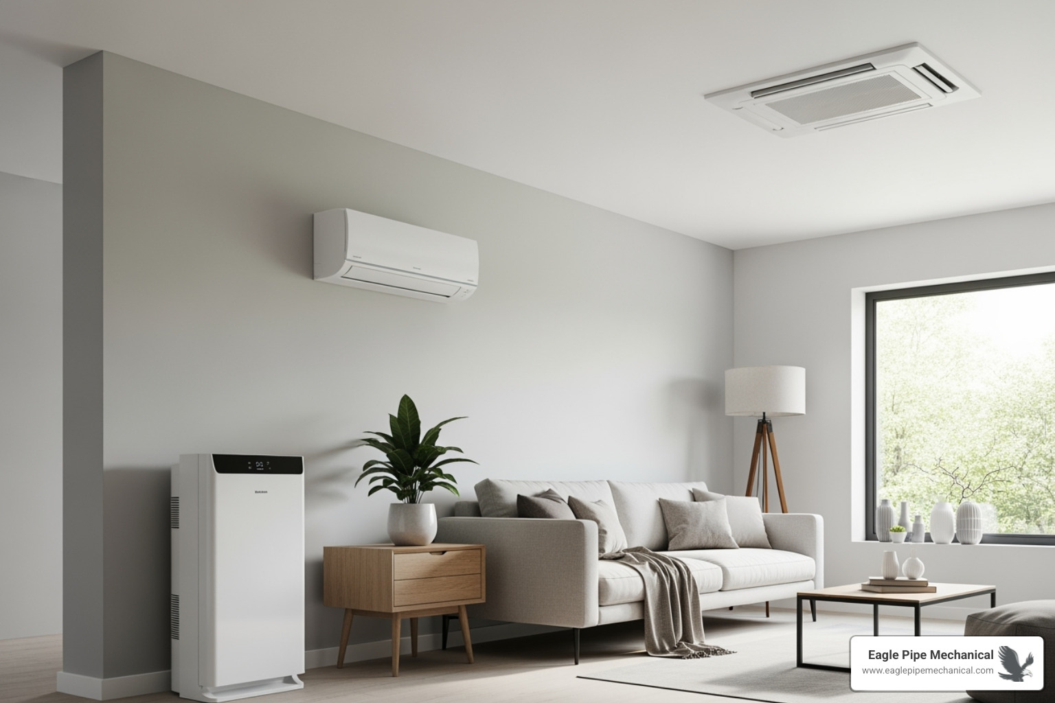 showing different styles of indoor units (wall-mounted, ceiling cassette, floor-mounted) - ductless ac hansville