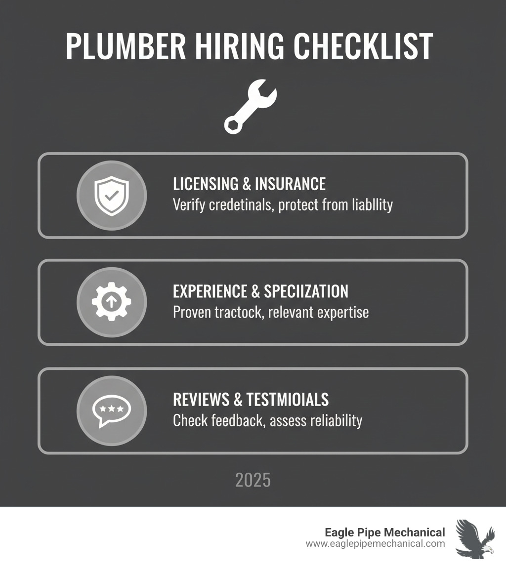 checklist for hiring a plumber - plumbing installation service infographic 