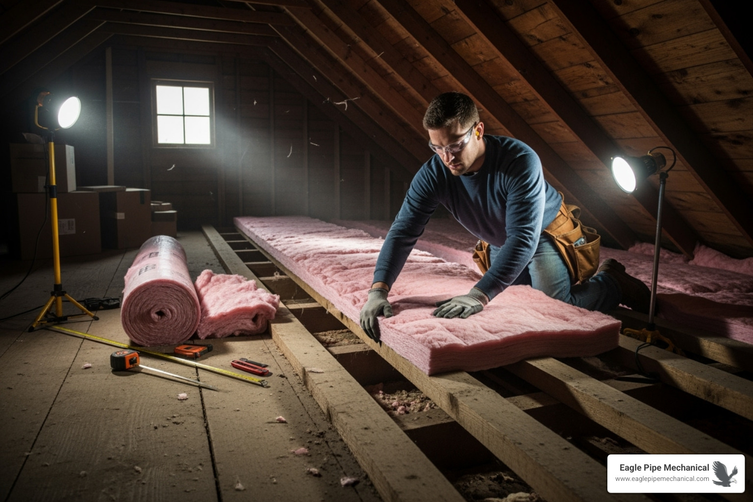 Professional attic insulation installation - home energy efficiency
