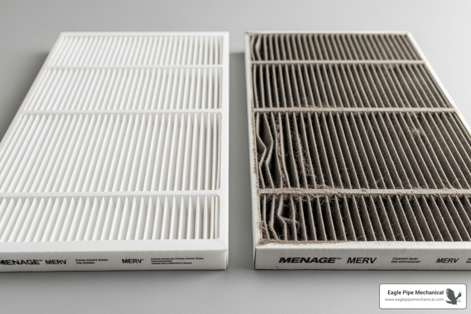 clean HVAC filter next to a dirty one - air quality testing hansville