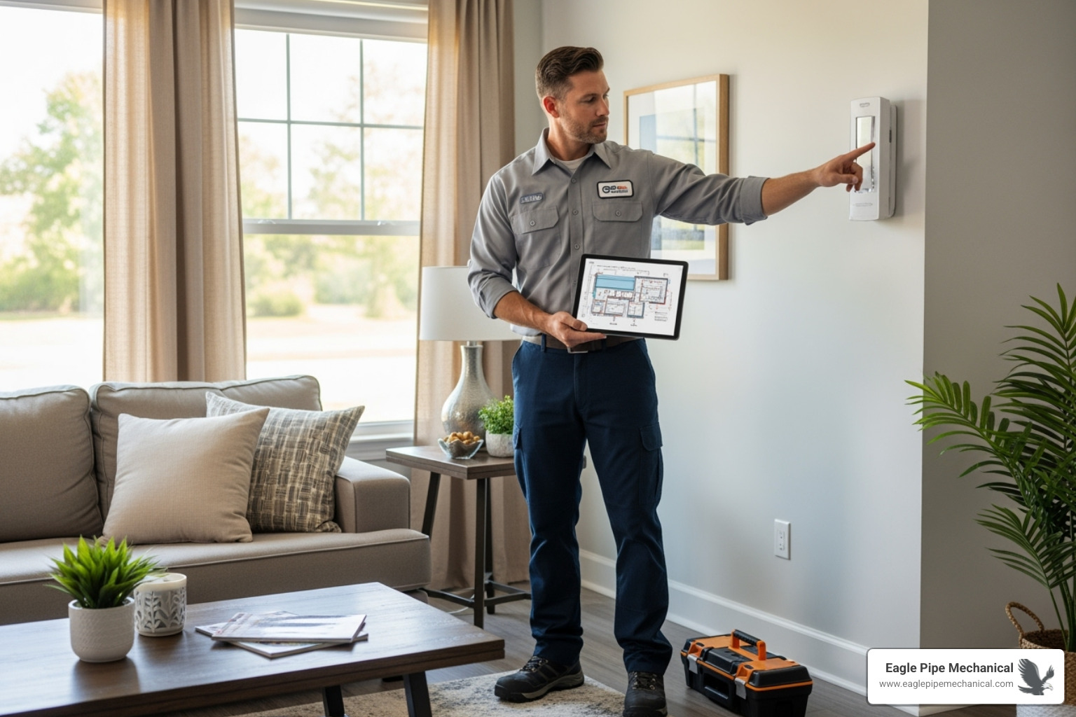 certified technician planning an installation at a residential property - ductless installation port orchard