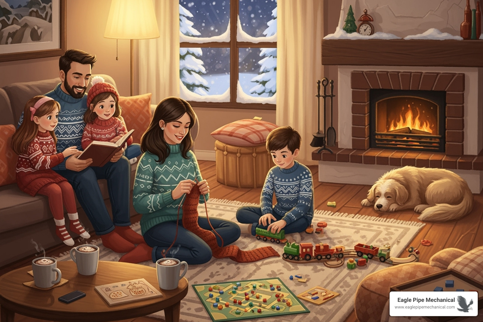 A family enjoying a warm home during a winter day - american standard furnace bainbridge island wa