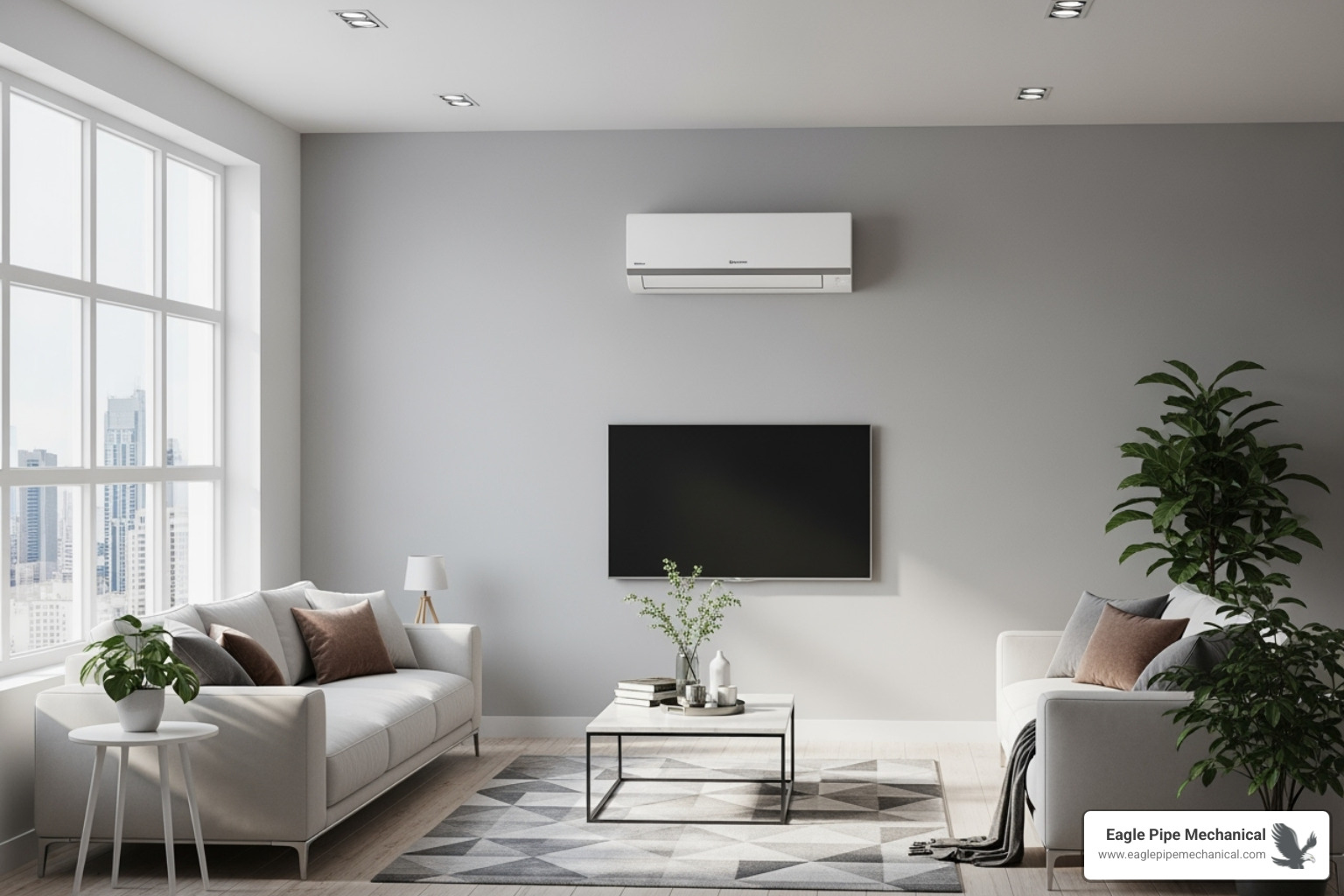 Sleek, wall-mounted ductless mini-split unit - hvac service bainbridge island wa