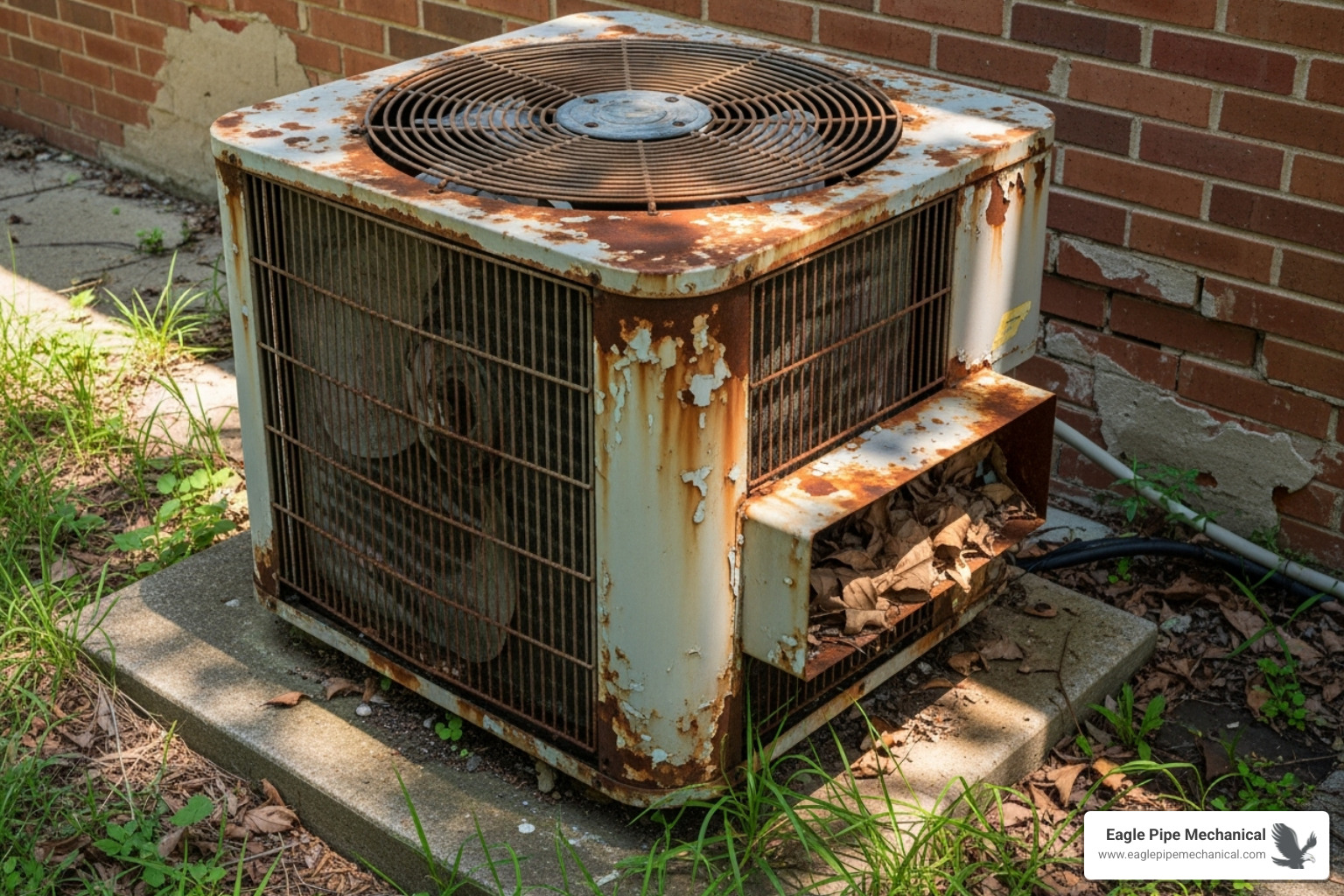 Old, rusty outdoor AC unit - HVAC system replacement