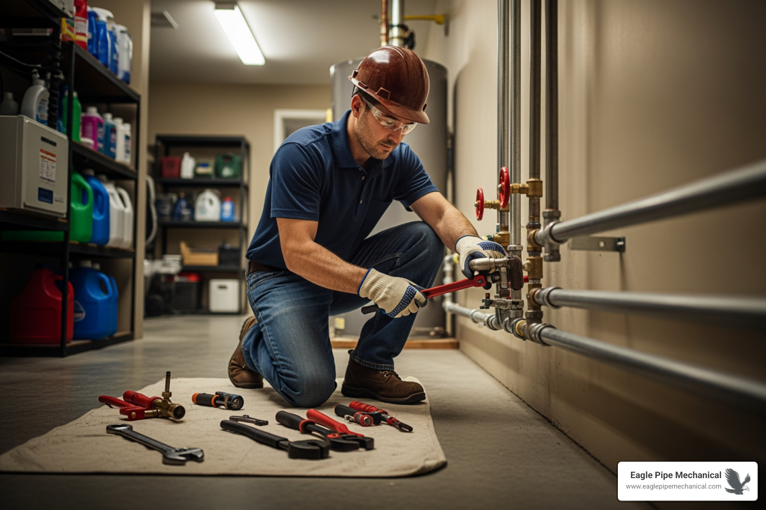 Professional technician carefully installing a new gas line - gas conversion contractor kitsap county