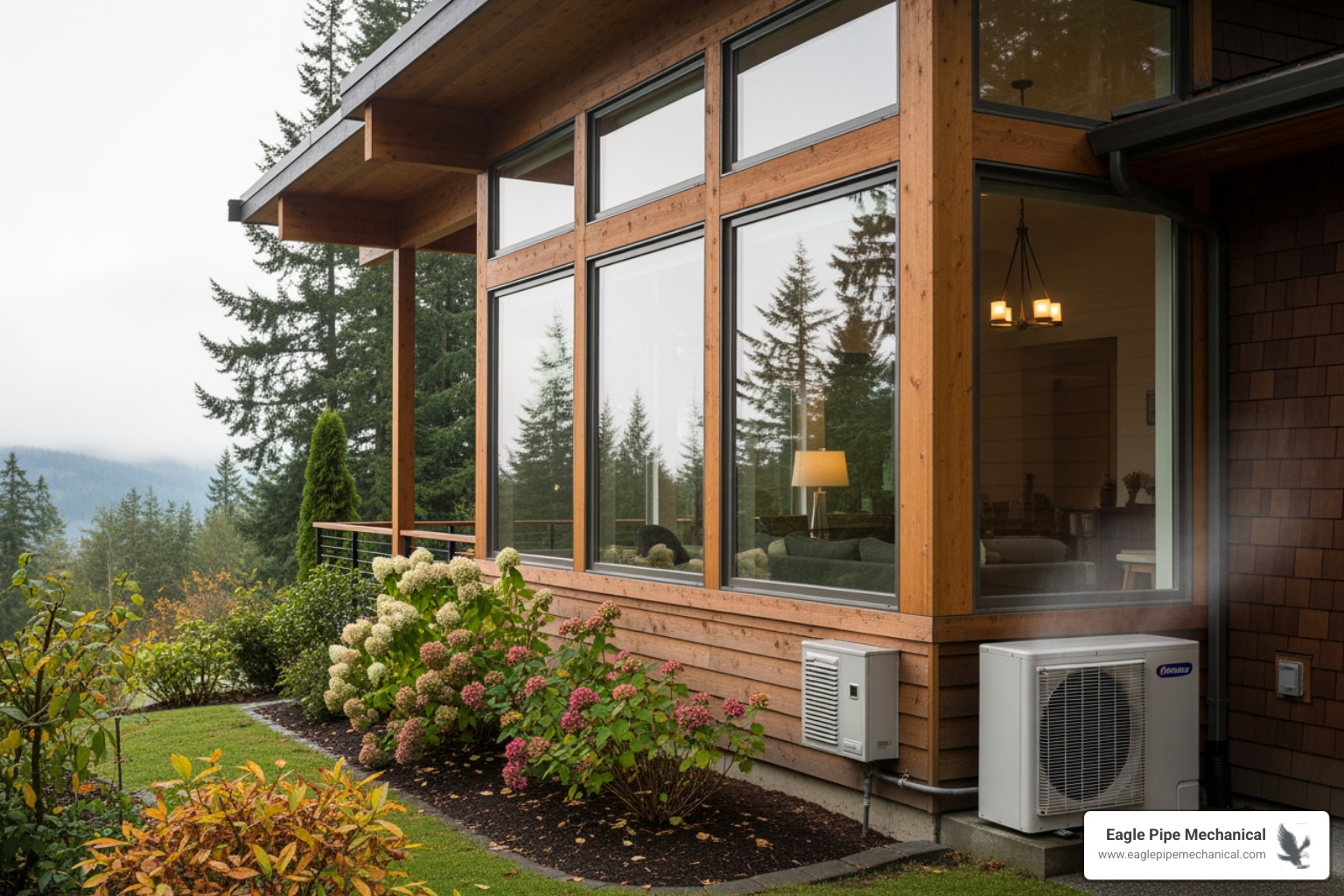 infographic showing how heat pumps provide both heating and cooling year-round, with arrows indicating heat transfer in winter and summer, plus key benefits like 50% cost savings and 70% heating season efficiency in Pacific Northwest climate - affordable heat pump service in bremerton, wa infographic showing how heat pumps provide both heating and cooling year-round, with arrows indicating heat transfer in winter and summer, plus key benefits like 50% cost savings and 70% heating season efficiency in Pacific Northwest climate - affordable heat pump service in bremerton, wa