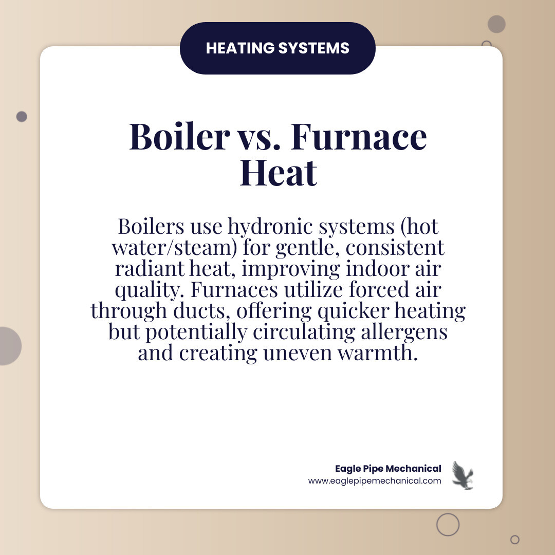 infographic comparing hydronic boiler heating system with hot water radiators and pipes versus forced air furnace system with ductwork showing key differences in heat distribution, air quality, and comfort levels - boiler installation bremerton wa infographic simple-info-card infographic comparing hydronic boiler heating system with hot water radiators and pipes versus forced air furnace system with ductwork showing key differences in heat distribution, air quality, and comfort levels - boiler installation bremerton wa infographic simple-info-card