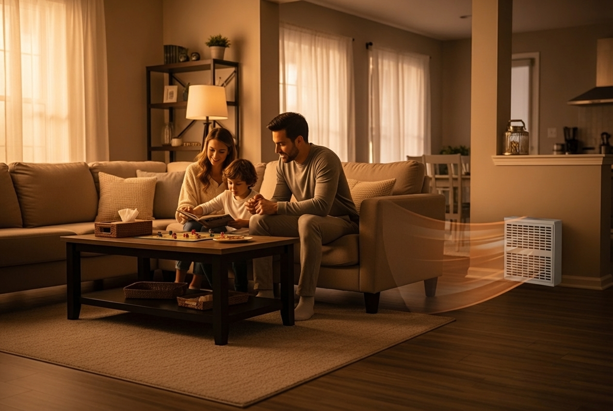 Infographic showing four key benefits of furnace maintenance: Safety through annual inspections and carbon monoxide detection, Savings of up to 20% on energy bills, Lifespan extension to 15-20 years with proper care, and Comfort through reliable heating and reduced breakdown risk by 95% - furnace maintenance in bremerton, wa