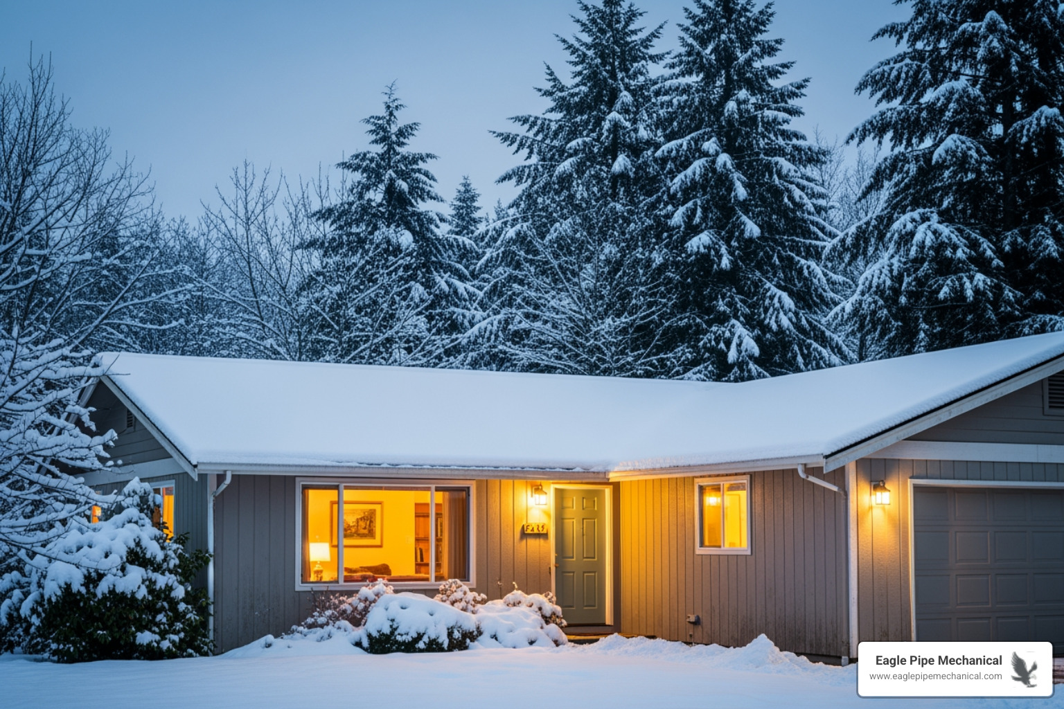 cozy home in Poulsbo during winter - heating repair poulsbo wa