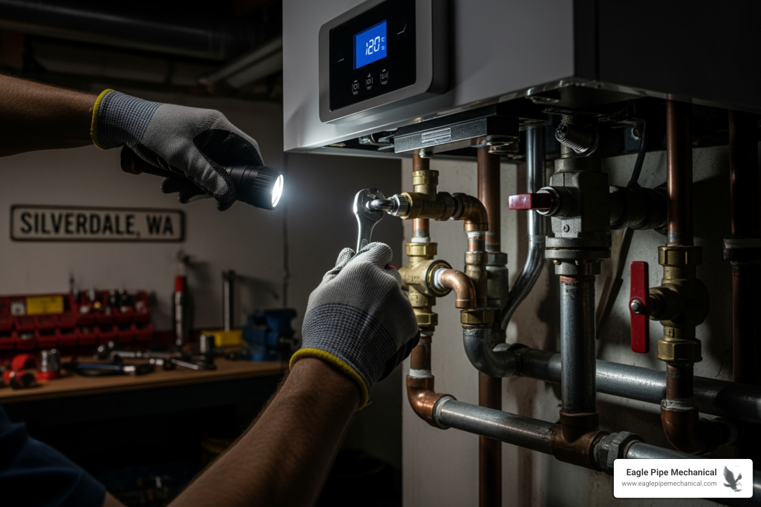 infographic explaining the top 5 signs your boiler needs urgent attention - 24 hour boiler repair in silverdale, wa