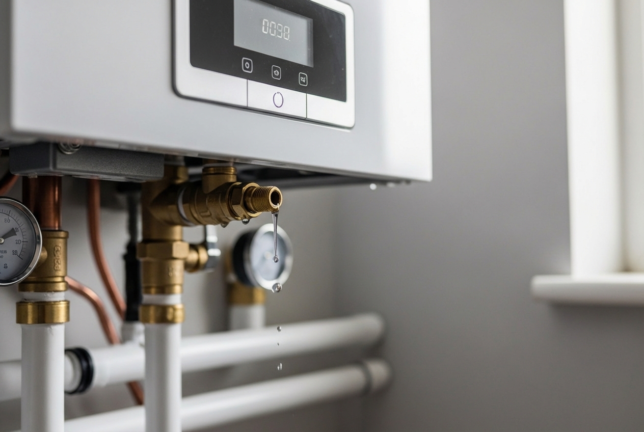 Infographic detailing 5 key signs your boiler needs repair, including no heat or hot water, leaks, strange noises, low pressure, and pilot light issues, with a focus on safety and efficiency - boiler repair in poulsbo, wa