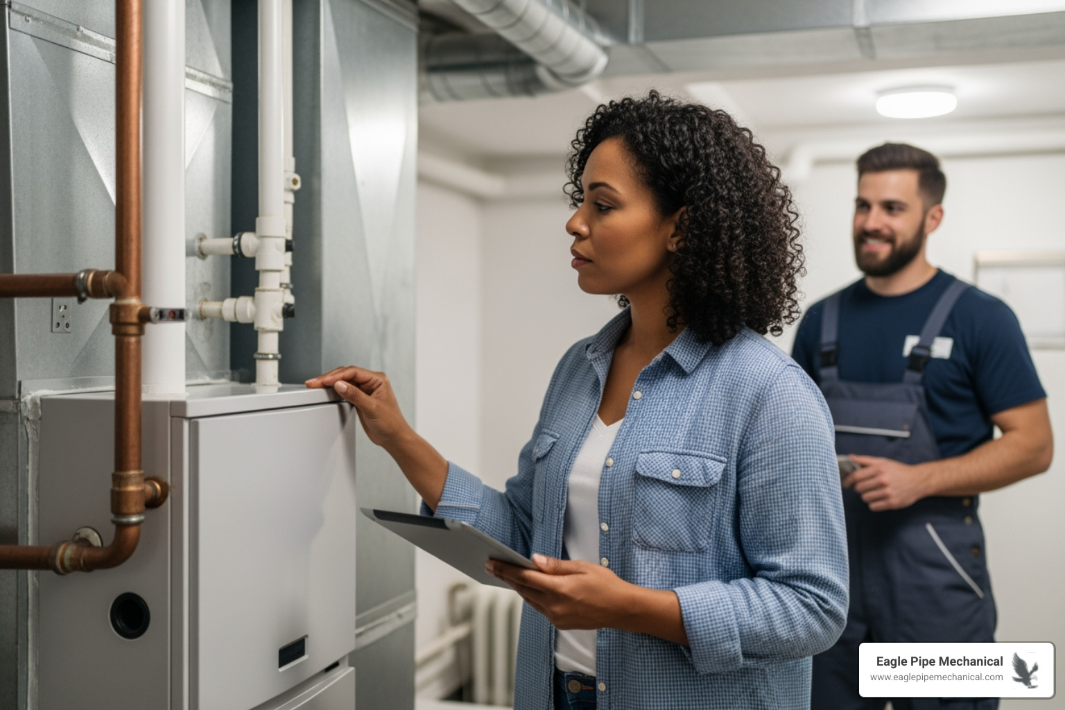 Infographic showing the furnace installation decision process: Step 1 - Check furnace age and performance (15+ years, high bills, frequent repairs), Step 2 - Choose furnace type based on fuel availability and efficiency needs, Step 3 - Get professional assessment and sizing, Step 4 - Schedule installation with certified technicians, Step 5 - Enjoy consistent comfort and lower energy bills - furnace installation in poulsbo, wa