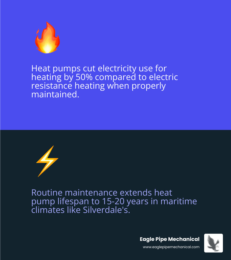 Infographic showing how heat pumps provide year-round heating and cooling in the Pacific Northwest climate - heat pump