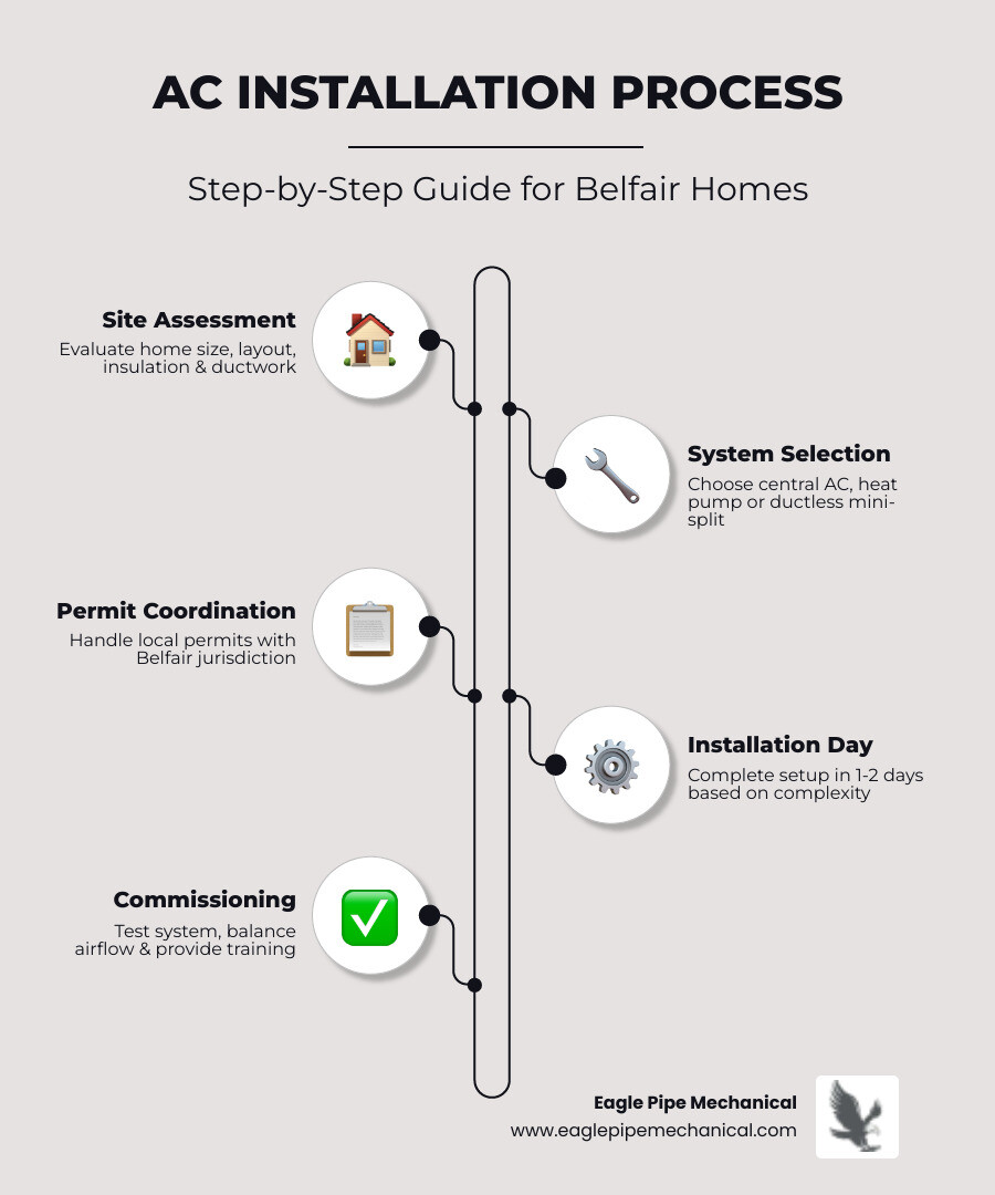 Step-by-step infographic of residential AC installation process in Belfair WA - ac installation belfair wa infographic Step-by-step infographic of residential AC installation process in Belfair WA - ac installation belfair wa infographic