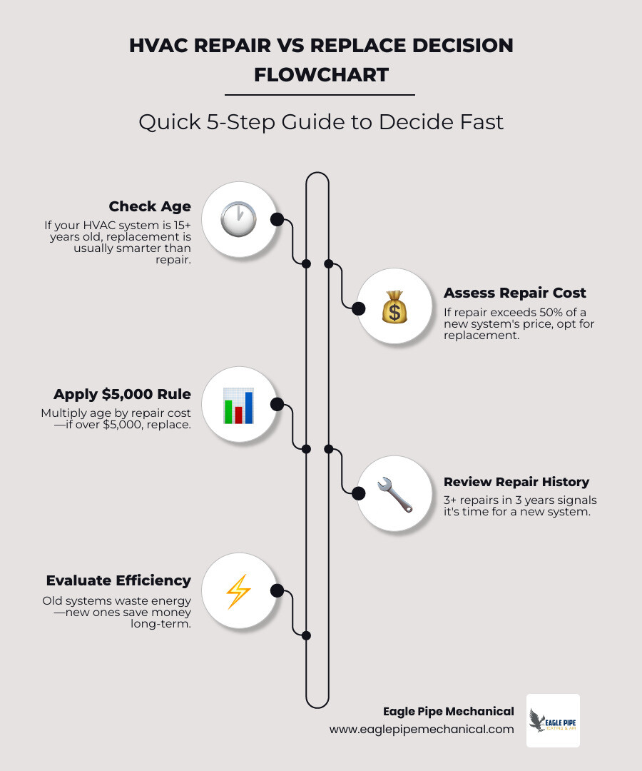 HVAC repair vs replace decision flowchart based on age, cost, efficiency, and repair history - should i repair or replace my HVAC repair vs replace decision flowchart based on age, cost, efficiency, and repair history - should i repair or replace my