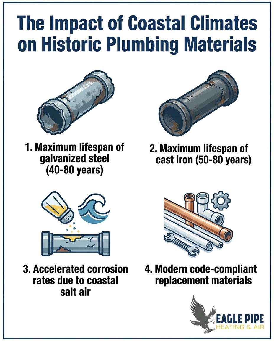 The Impact of Coastal Climates on Historic Plumbing Materials