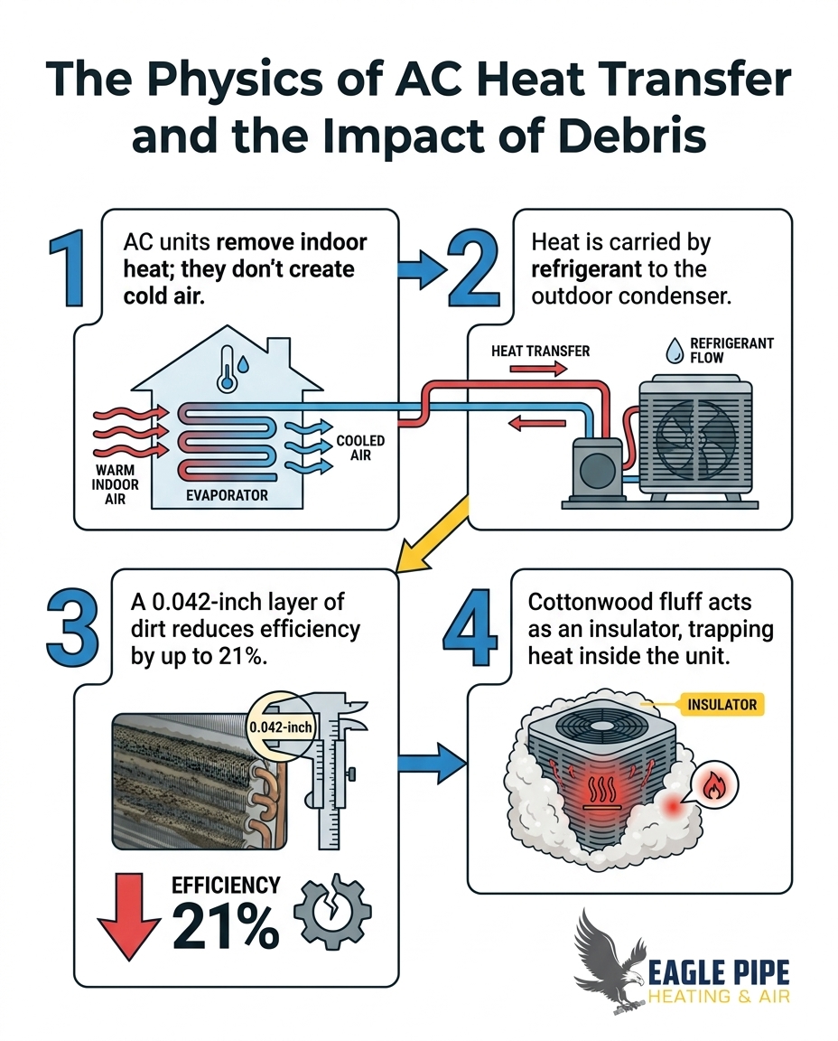 The Physics of AC Heat Transfer and the Impact of Debris