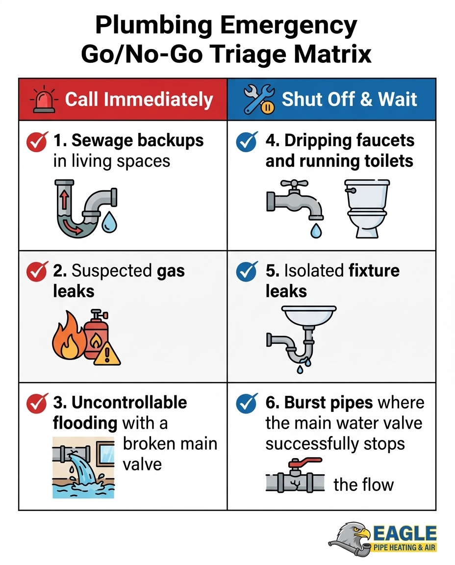 Plumbing Emergency Go/No-Go Triage Matrix