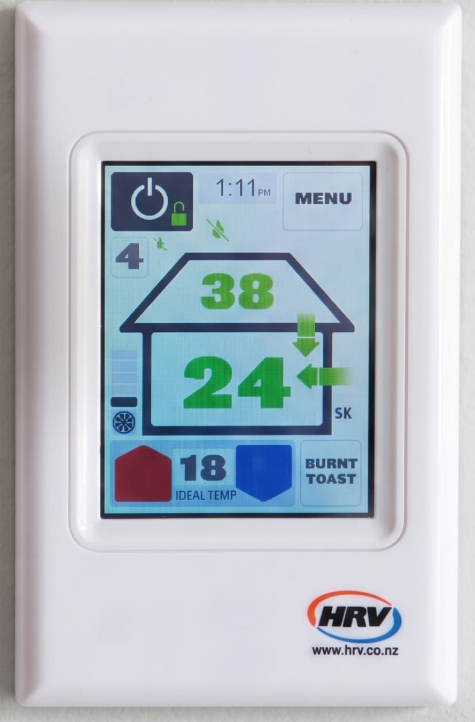 HRV Pre-2022 wall controller, touchscreen display