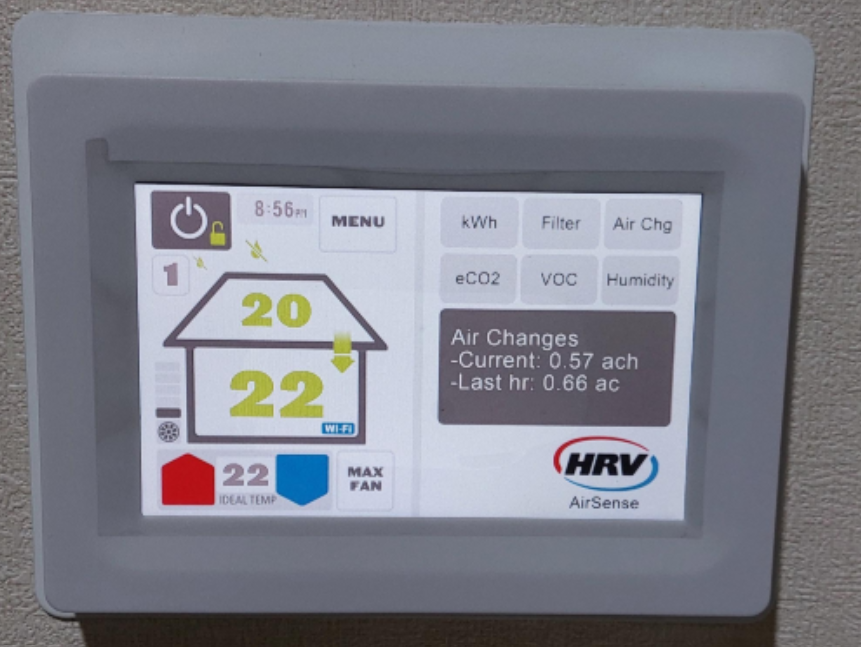 HRV AirSense wall controller with touch screen, also used for the Classic Pro