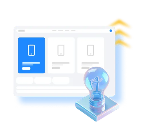 A computer screen with a light bulb on top of it.