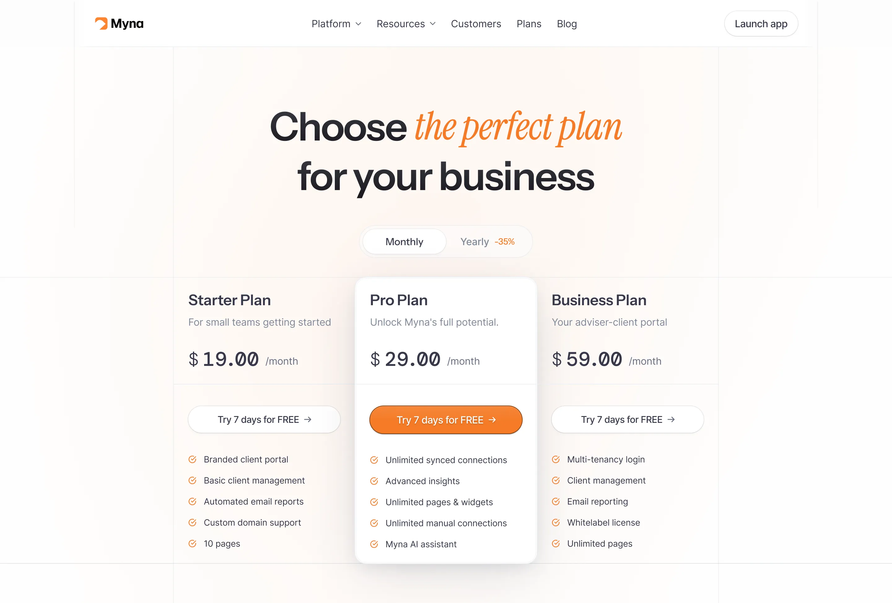 Myna Pricing Page