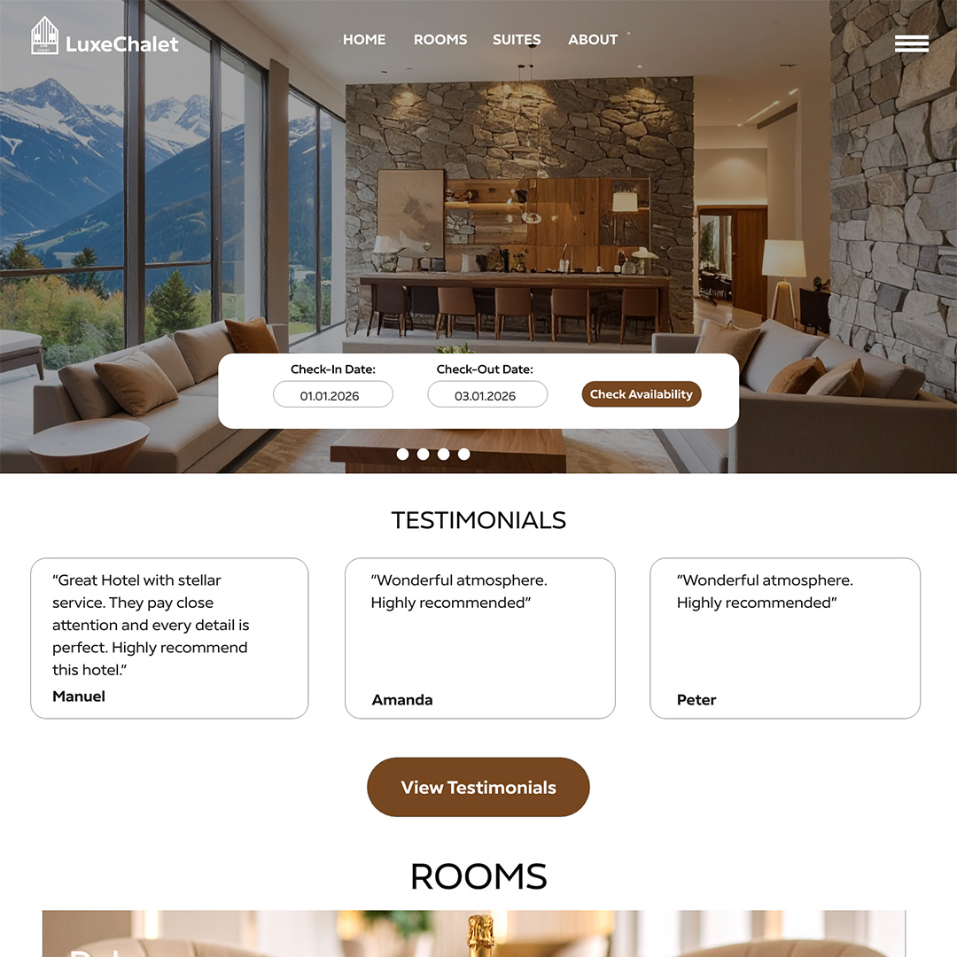 LuxeChalet Luxury Hotel Website Design