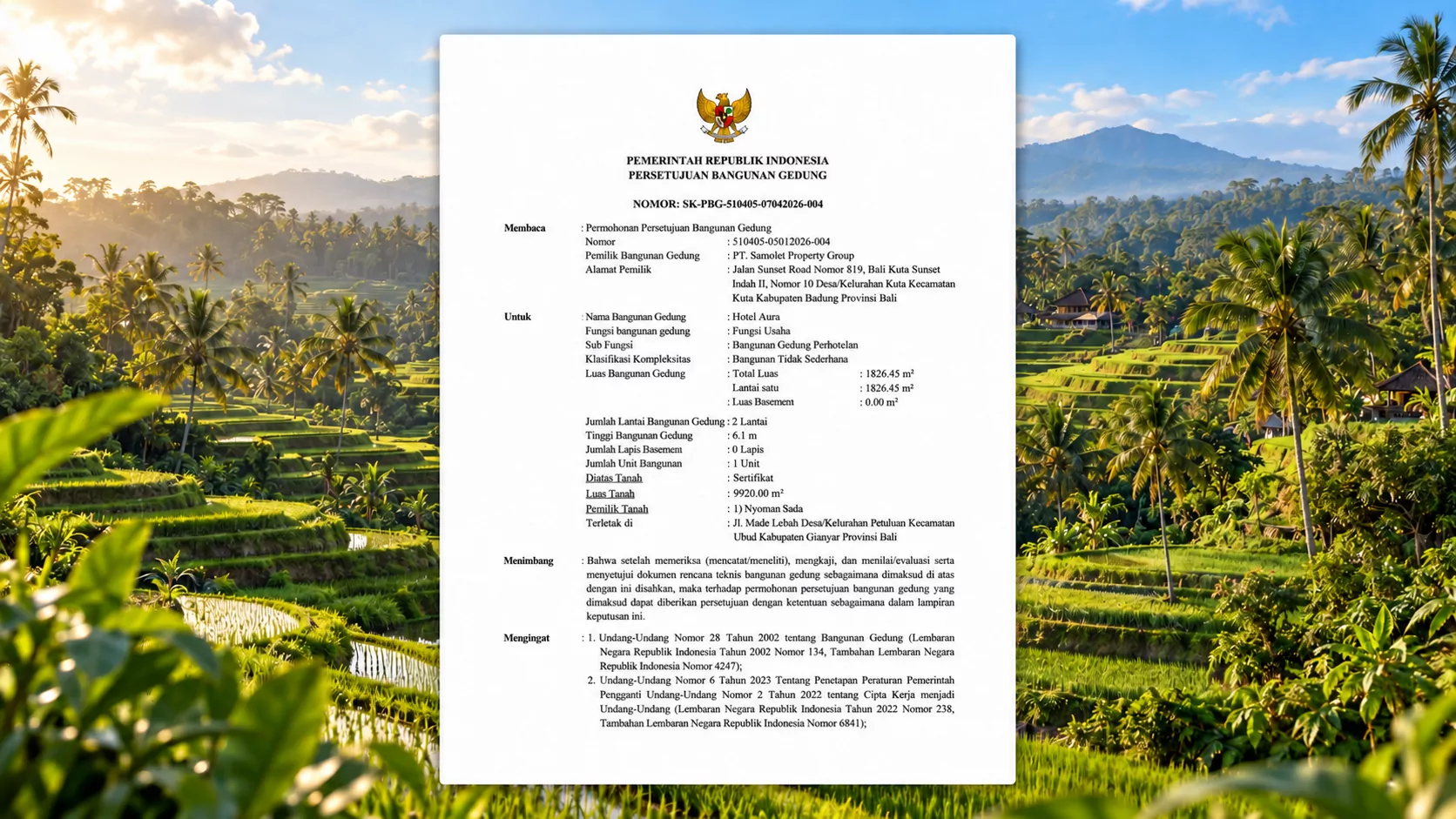 PBG building permit — AURA Wellness Resort