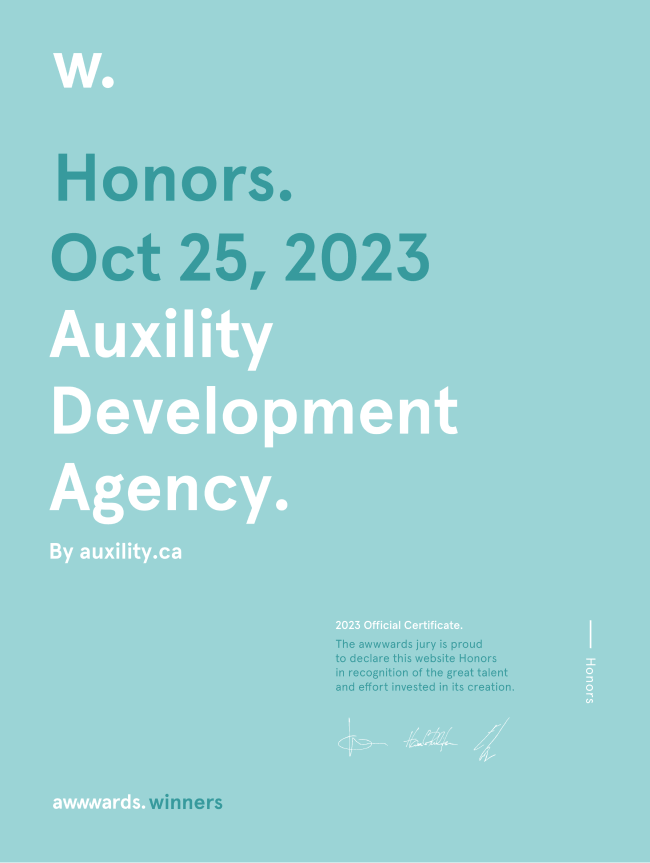 Auxility | Honorable Mention | Awwwards
