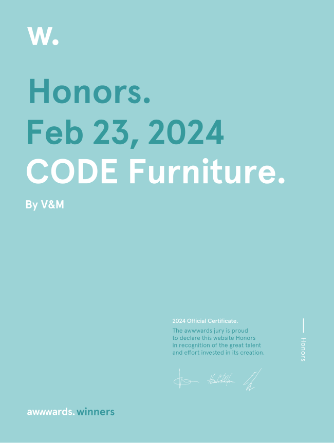 CODE Furniture | Honorable Mention | Awwwards
