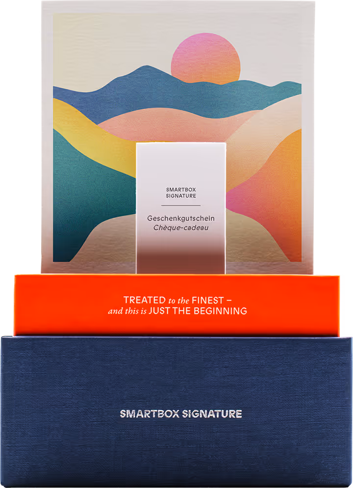 Smartbox Signature Open Box — Premium-Verpackung mit künstlerischer Karte und luxuriösem Geschenkgutschein