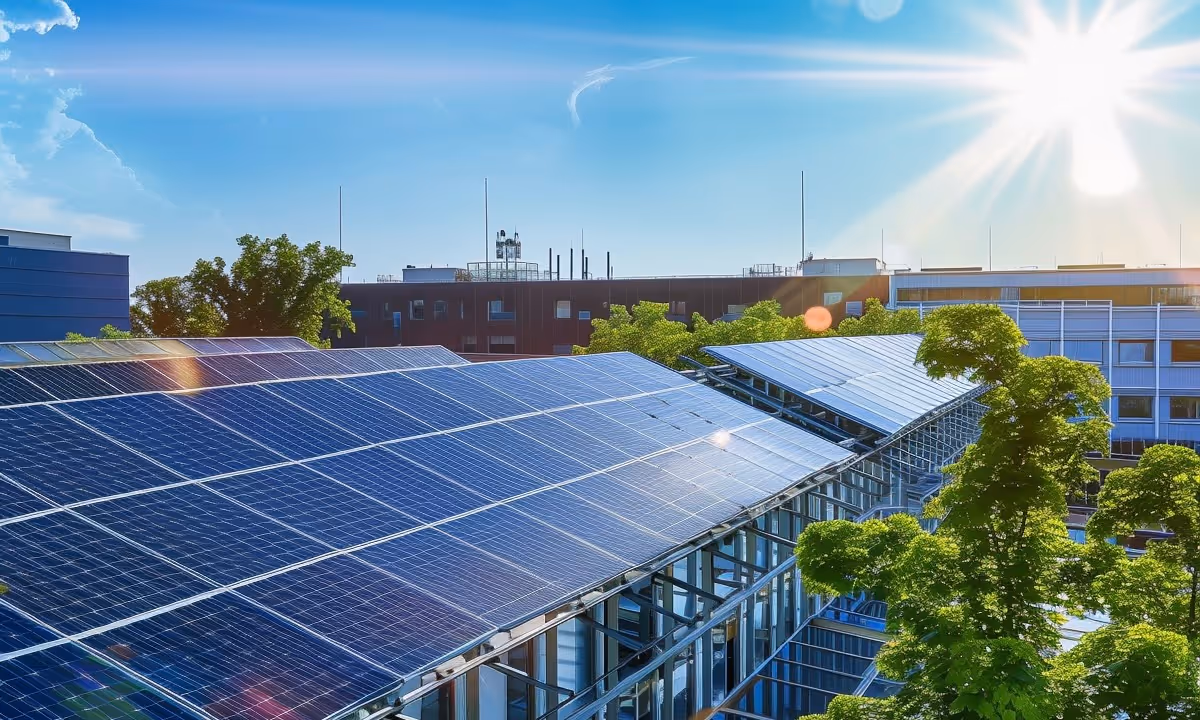 Mehrfamilienhaus mit großflächiger PV-Anlage. Solarpflicht für Deutschland? Die Faktenlage im Überblick - PV-Fachwissen von metergrid