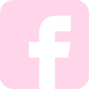 Facebook logo in white on a pink background.