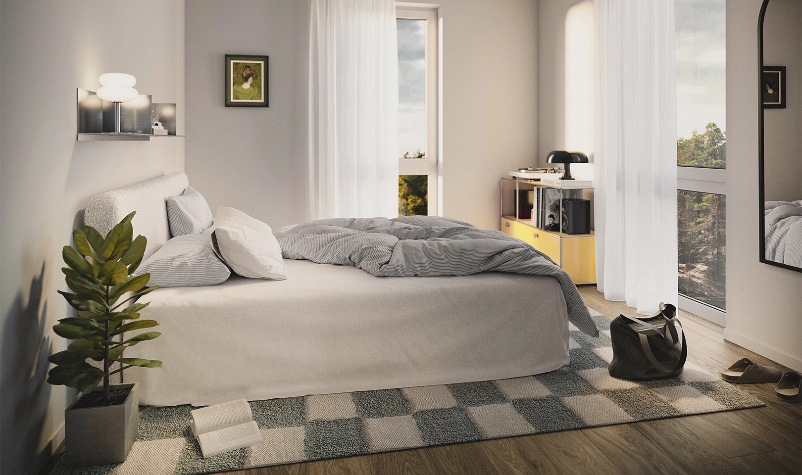 Bedroom in a apartment at Blick Flemingsberg