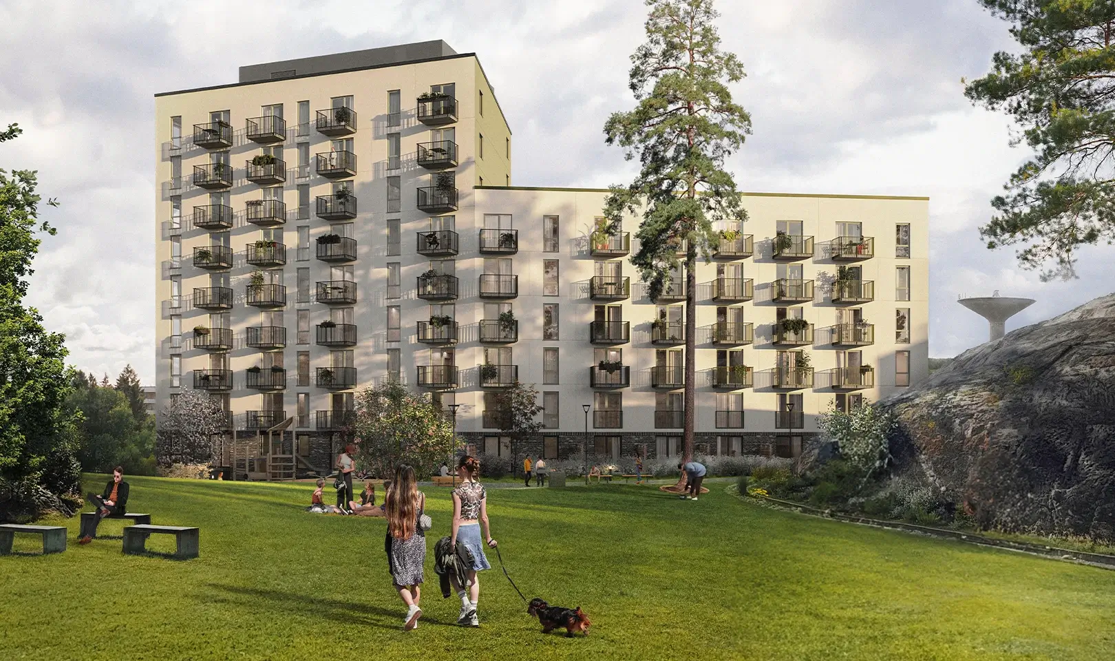 Park area at Blick Flemingsberg