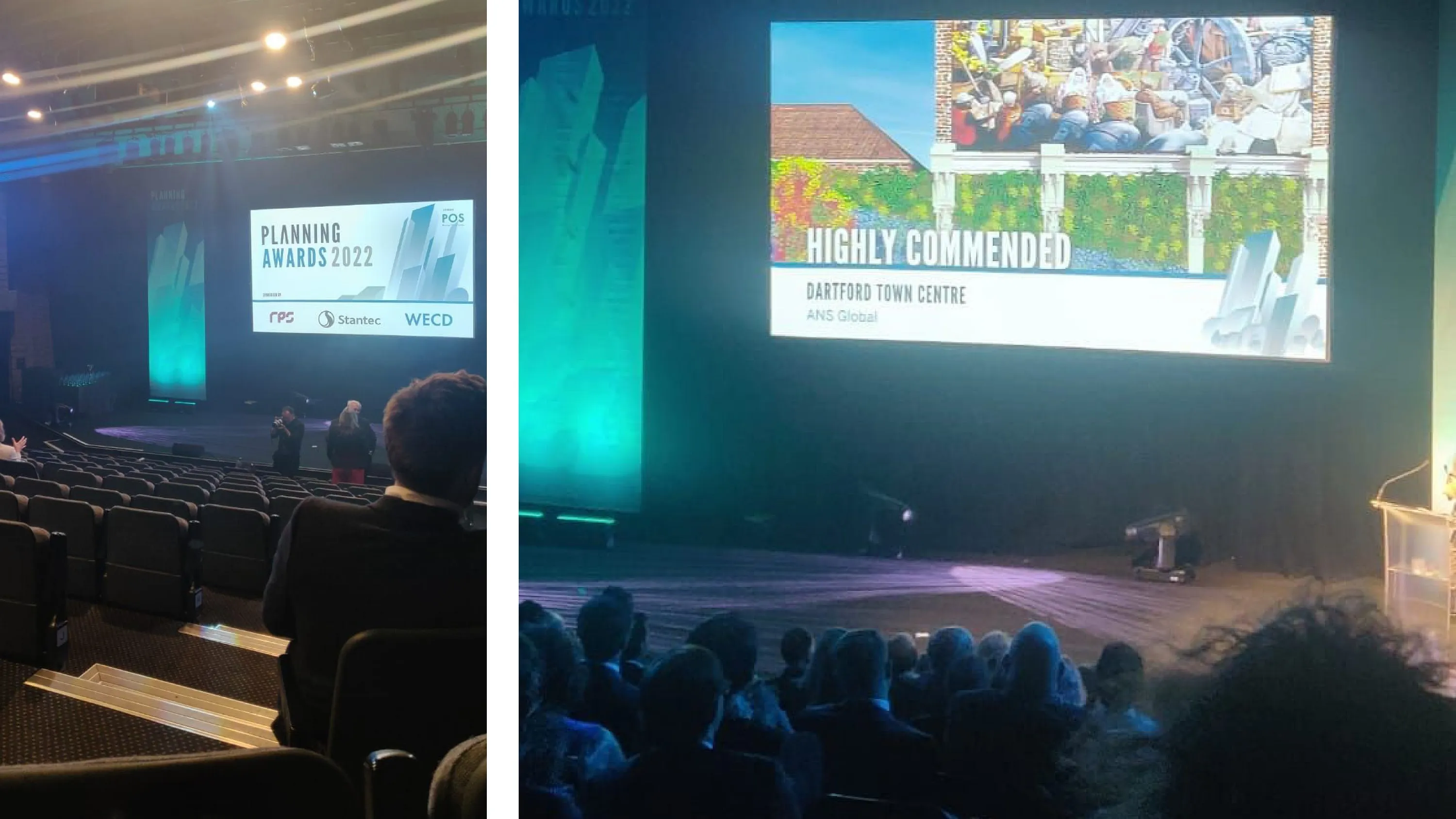 Photos of the stage a the Planning Awards 2022
