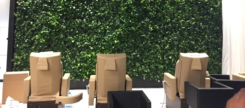 Interior of Aveda Flagship Salon, featuring an interior living wall
