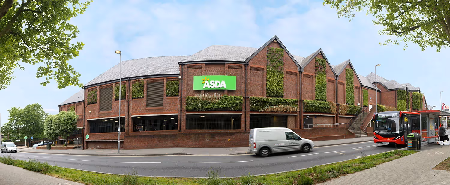 ASDA exterior with living wall features 