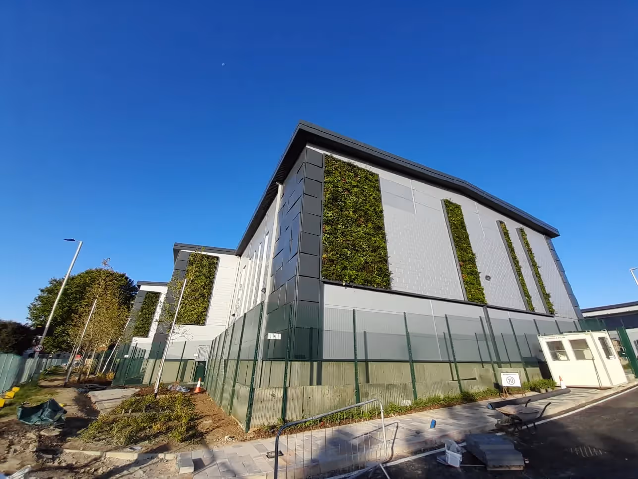 SEGRO Park Tottenham exterior, with living wall panels 