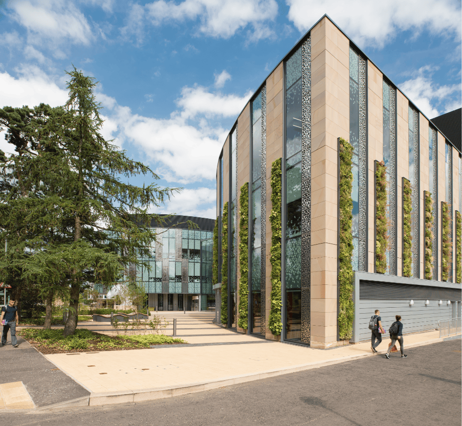 Living wall on the corner of a university of Edinburgh building