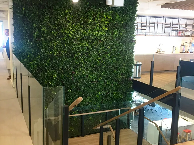 Green living wall divides modern interior space with lush vertical garden
