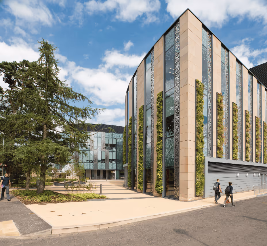 Living wall on the corner of a university of Edinburgh building
