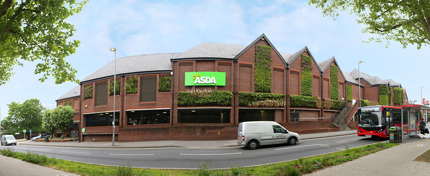 ASDA exterior with living wall features