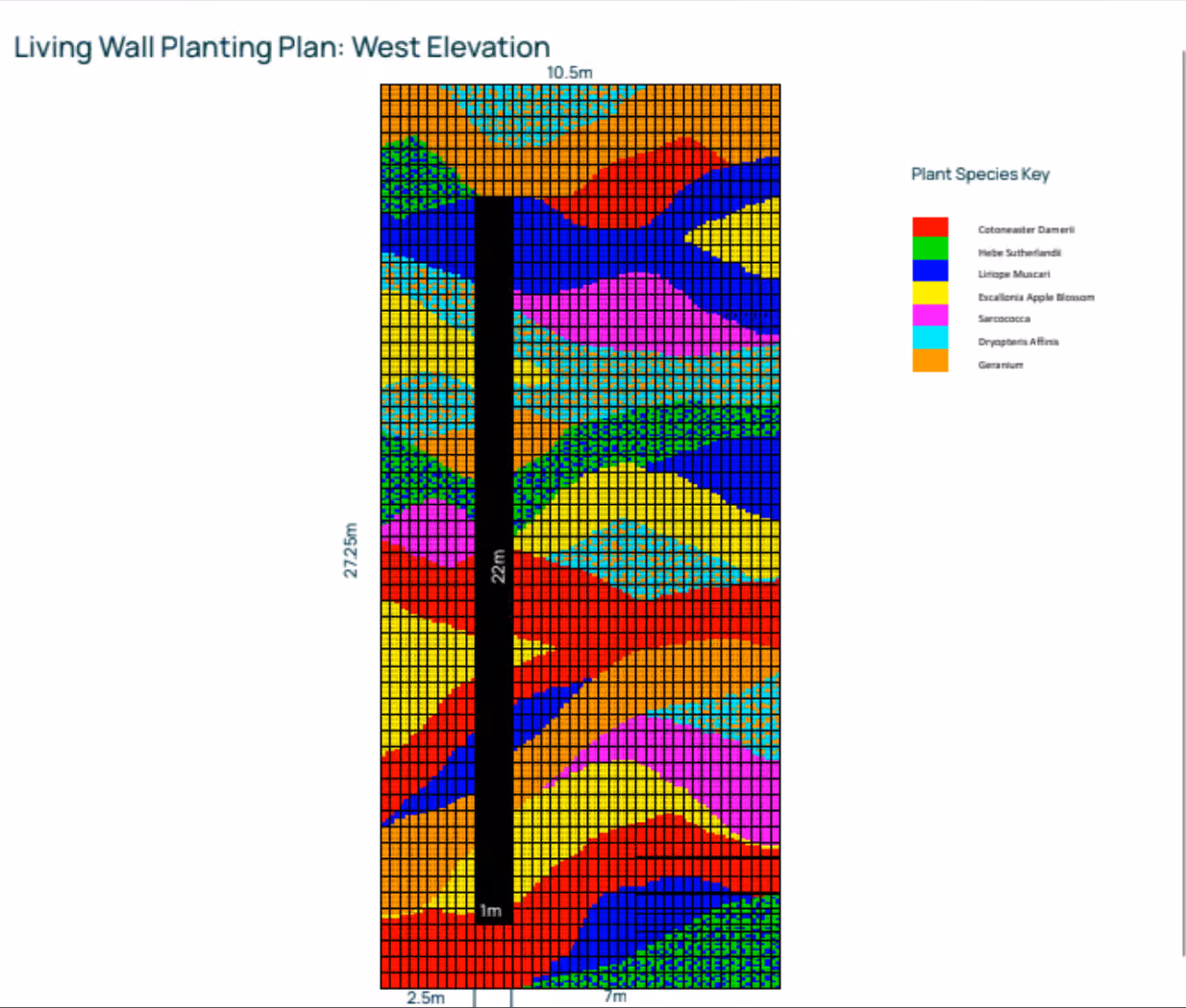Viritopia living wall design mockup showing a bespoke design created with 7 plant species