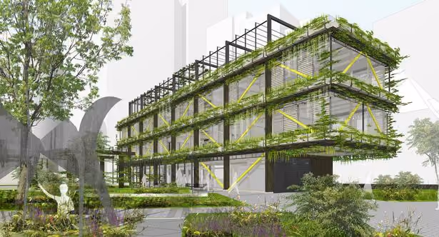 Hardman Square Pavillion living wall render